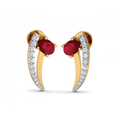 Tory Ruby & Diamond Earring in Gold